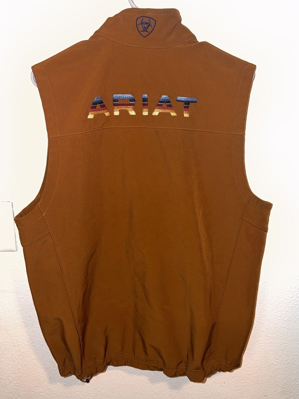 Ariat Rust Brown Canvas Vest Art Piece with Multicolor Logo